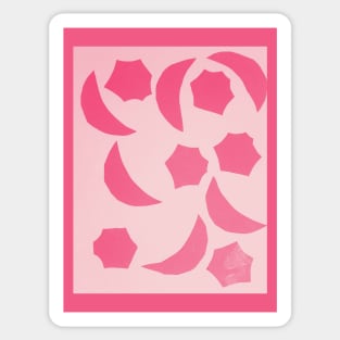 Pink Half Moon and Stars Pattern Sticker